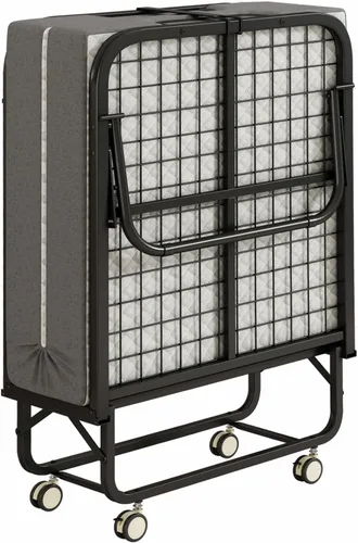 Miniatura 9 de Cama plegable con colchón para adultos, 75" x 31" cama rodante portátil tamaño catre, cama plegable de invitados con marco de metal con colchón