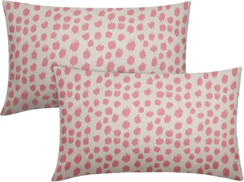 Miniatura 116 de Fundas de almohada marrón y blancas de 18 x 18 pulgadas, juego de 2 almohadas boho grises con lunares, fundas de almohada modernas estampadas