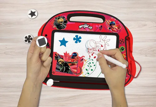 Miniatura 6 de Lexibook, Miraculous Ladybug Cat Noir, tablero de dibujo magnético mágico multicolor, juguete creativo artístico para niñas y niños, lápiz magnético