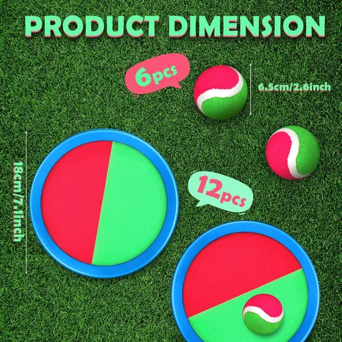 Miniatura 2 de Charniol Juguetes para niños, juego de lanzar y atrapar, juego de playa, juegos deportivos de pelota al aire libre, juguetes de nailon para niños