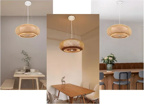 Miniatura 7 de Lámpara colgante de bambú tejida a mano, lámpara de ratán de una sola luz, tejido de madera natural, accesorio colgante de techo con cable ajustable