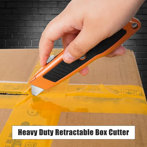 Miniatura 3 de DIYSELF 2 unidades de cuchillo utilitario, cortador de caja retráctil de servicio pesado, mango de aleación de aluminio y goma, cuchillo de afeitar
