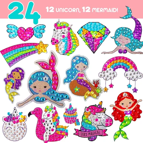 Miniatura 3 de Blue Squid Kits de arte de diamantes para niños, unicornio y sirena, divertido y fácil, kit de pintura de diamantes 5D para niños, kit de arte