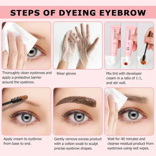 Miniatura 6 de Kit de color de cejas con color de cejas y lápiz de cejas, set de maquillaje de cejas 2 en 1 con efectos naturales, fácil y seguro de usar 10ml