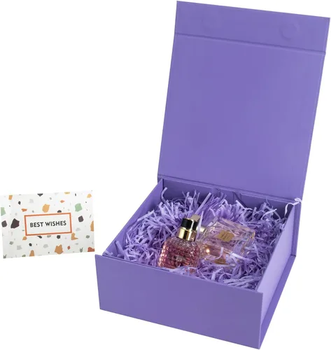 Miniatura 15 de CHARMGIFTBOX Cajas de regalo con tapas, 7.4 x 7.0 x 3.2 pulgadas, pequeña caja de regalo magnética azul Auqa con tarjeta, pequeñas cajas plegables