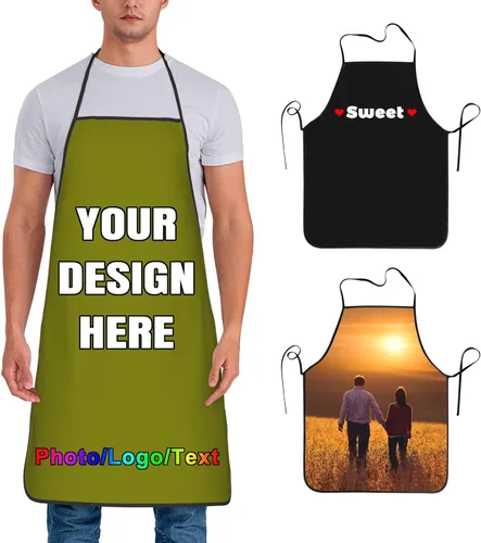 Miniatura 15 de Delantal de chef personalizado para hombres y mujeres, para cocinar, con nombre, logotipo, foto, regalos de cocina para familiares y amigos