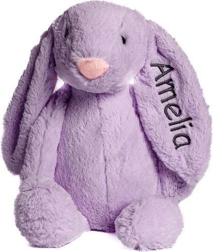 Miniatura 15 de Conejo de peluche súper suave personalizado - Juguetes de animal de peluche para niños - Regalo personalizado con nombre bordado en la oreja