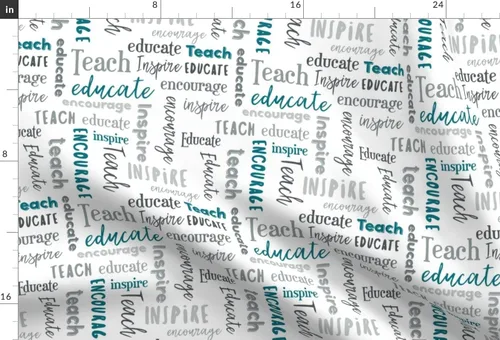 Miniatura 3 de Spoonflower Tela - Educate Inspire Gray Teal School Tipografía Educación Maestro Mentor Impreso en Tela de Gasa Fat Quarter - Costura Ropa de Moda