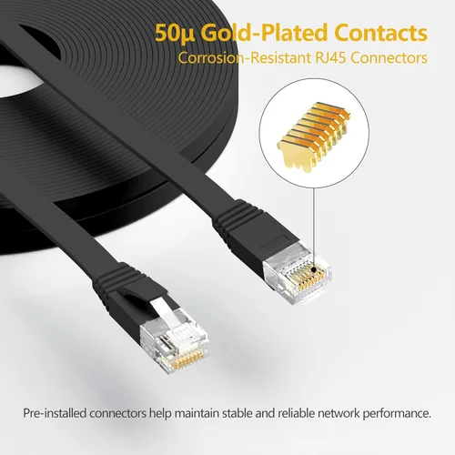 Miniatura 2 de Cable Ethernet Cat 6 de 1 pie (paquete de 6), para exteriores e interiores, compatible con red Cat7 de 10 Gbps, cable de conexión LAN plano
