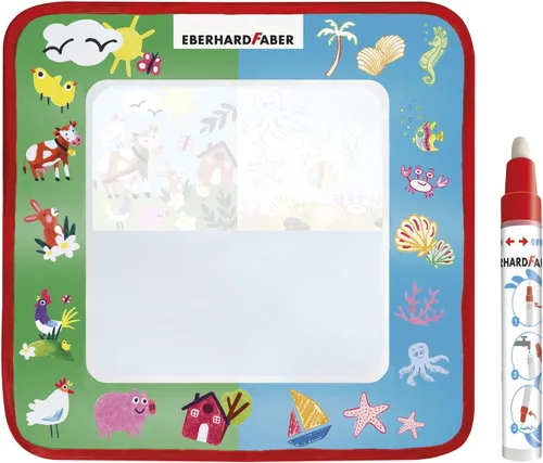 Miniatura 3 de Eberhard Faber 524130 - Aqua Fun - Alfombrilla para jugar con agua, aprox. 12.6 x 12.6 in con 2 motivos para colorear y pintar superficie libre