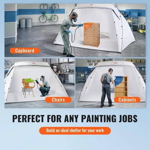 Miniatura 4 de VEVOR Cabina de pintura portátil, tienda de campaña de pintura en aerosol más grande de 10 x 7 x 6 pies con pantalla integrada de piso y malla