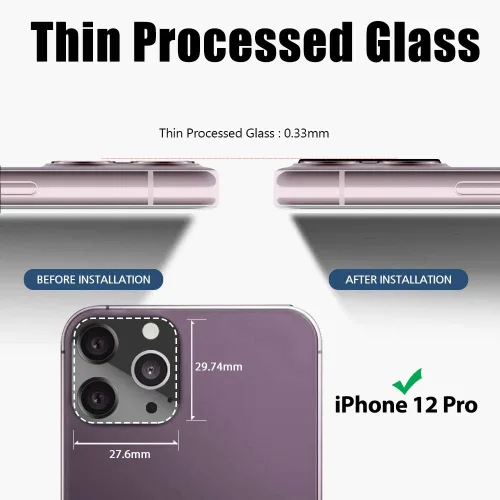 Miniatura 4 de DOME GLASS EZ - Protector de cámara para iPhone 12 Pro (6.1 pulgadas) de Whitestone [instalación con un toque] protector de lente de cámara
