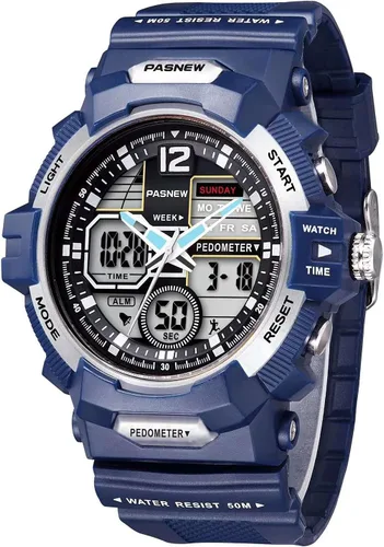 PASNEW Boys Watch Alarm Analog Digital Dual Time Watch Outdoors Sports Casual Kids Wrist Watches,50M Waterproof Watches