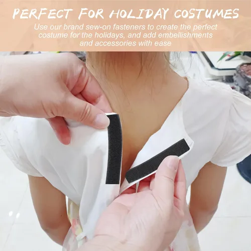Miniatura 2 de Cinta para coser para ropa y telas, tiras de gancho y bucle trasero no adhesivas, sustituto de broches y botones, tiras cortadas a longitud