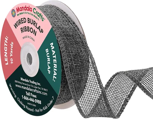 Miniatura 45 de Mandala Crafts Cinta de arpillera verde con alambre para corona, cinta de arpillera con alambre verde rústico de yute natural, 1 pulgada de ancho
