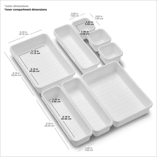 Miniatura 7 de Madesmart Paquete de compartimentos con enclavamiento, blanco, 8 piezas