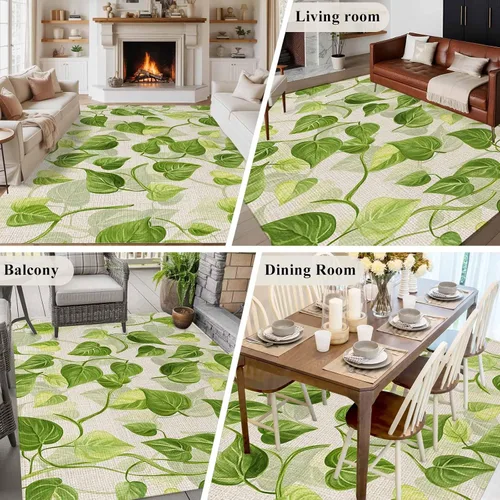 Miniatura 5 de 5x8 Area Rugs for Living Room, Spring Leaves Non-Slip Area Rugs for Living Room Bedroom Entryway, Abstract Retro Color Pastoral Plants Washable