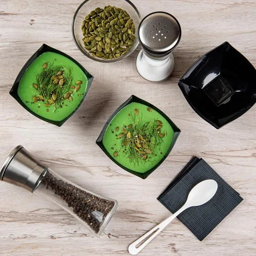 Miniatura 6 de Restaurantware Moderna - Cuencos de plástico de lujo de 8 onzas, 10 cuencos cuadrados desechables para ensalada, duraderos y resistentes