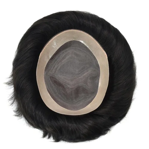 Miniatura 4 de Hombres Toupee Cabello Humano Durable Fine Monofilamento Toupee para hombre Línea capilar Natural Hombres Hairpiece Sistema de Cabello Humano