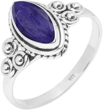 Miniatura 5 de Anillo de piedras preciosas, anillo de plata de ley 925 para mujeres y niñas, joyería hecha a mano, regalos de Navidad, tamaño de EE. UU