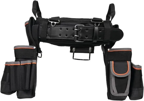 Klein Tools 55429 Tradesman Pro cinturón acolchado para electricistas y combo de bolsa de herramientas para comodidad y durabilidad de largo uso,