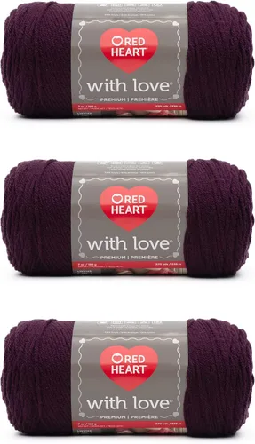 Miniatura 7 de Red Heart with Love Berry - Hilo rojo – Paquete de 3 unidades de 6.98 oz/7 onzas – Acrílico – 4 medianos (peinado) – 370 yardas – Tejido/ganchillo