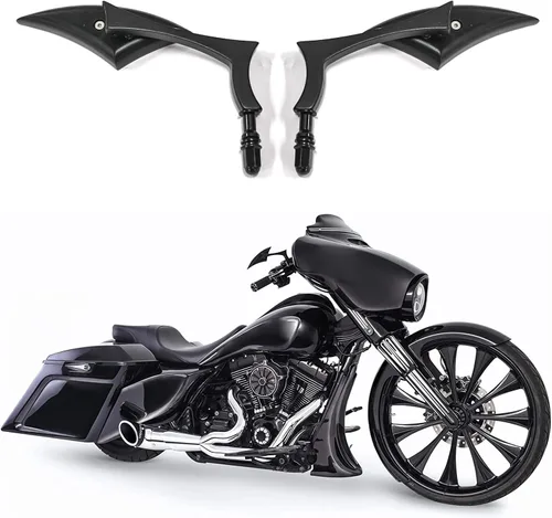 DREAMIZER Espejos Retrovisores Laterales Universales de Hoja para Motocicleta Negro Brillante Compatibles con Harley Street Bike Scooter Chopper