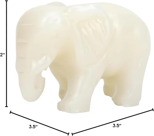 Miniatura 9 de gemshan Figura de animal de estatua de elefante de jade, estatua de jade blanco grande de 2.7 pulgadas para buena suerte, Feng Shui, riqueza
