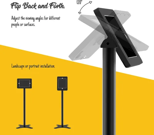 Miniatura 4 de Soporte de piso para tableta compatible con iPad 7 8 9 de 10.2 pulgadas, rotación de metal con cerradura para tableta+poste de aluminio+base