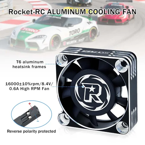 Miniatura 5 de Surpass Hobby - Ventilador de refrigeración de motor RC de 1.575 pulgadas, ventilador de refrigeración ESC de 16000 RPM para 1/8 1/8 de camión RC