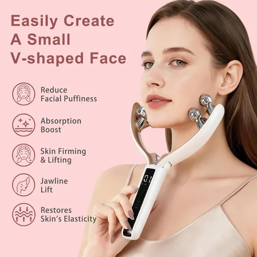 Miniatura 3 de CXGRISE Masajeador facial inalámbrico, rodillo facial eléctrico 3D, herramienta recargable para esculpir y aliviar la hinchazón en forma de V