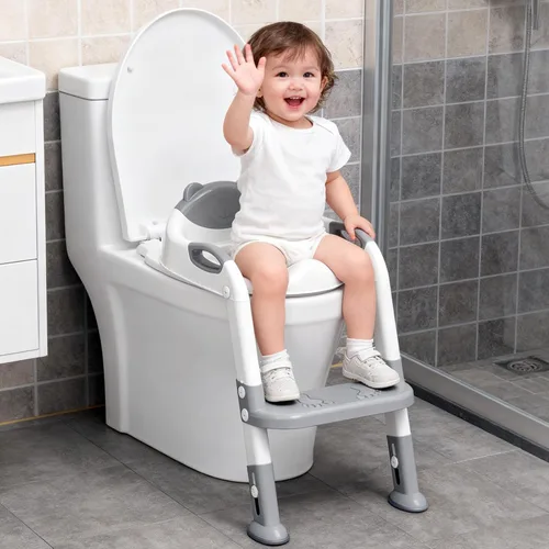 Miniatura 6 de SKYROKU - Asiento de inodoro mejorado para niños y niñas, para entrenamiento de baño, almohadilla antideslizante para protección contra