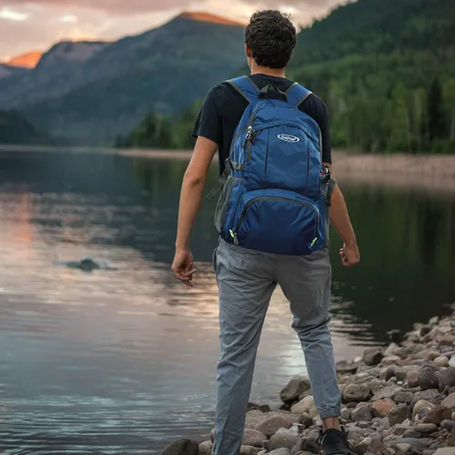 Miniatura 8 de G4Free Mochila de senderismo plegable ligera 40L, mochila de viaje impermeable Azul oscuro