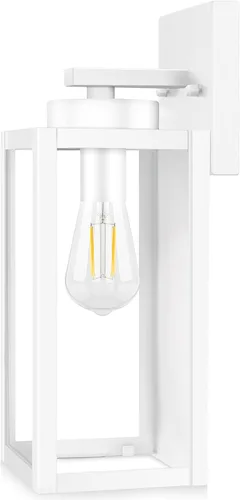 Miniatura 15 de BesLowe Paquete de 2 faroles de pared para exteriores del anochecer al amanecer, negro mate, apliques exteriores impermeables con vidrio