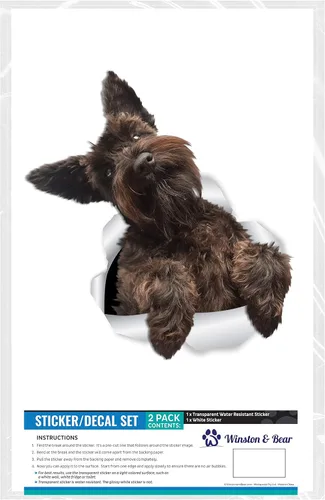 Miniatura 6 de Winston & Bear Lindas calcomanías de pared Schnauzer - Paquete de 2 calcomanías 3D para inodoro de perro, calcomanía para ventana de coche