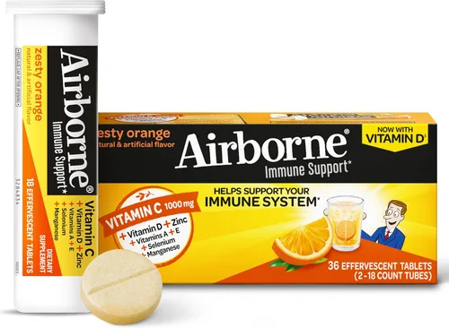 Miniatura 22 de Vitamina C 1000 mg (por porción), tabletas efervescentes Airborne Very Berry (36 unidades en una caja), suplemento de apoyo inmunológico sin gluten