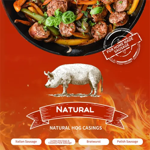 Carcasas naturales HOG para hacer salchichas, salchichas duraderas y resistentes al desgarro, hacen 35-175 libras (1 libra (hace 70 libras))