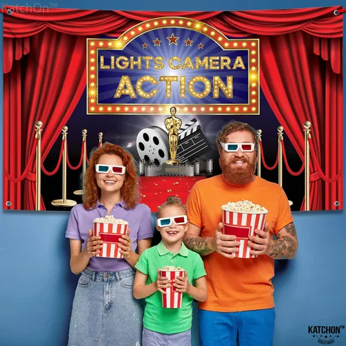 Miniatura 2 de KatchOn, Fondo de acción para cámara con luces XtraLarge - 72 x 44 pulgadas Decoración de fiesta temática de película Decoraciones de fiesta