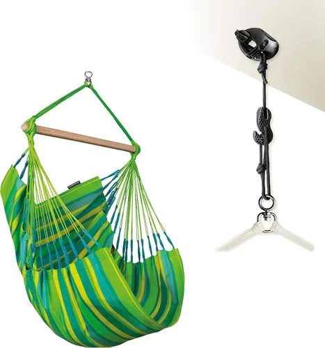 Miniatura 20 de LA SIESTA® - Silla Hamaca Columpio XL King Domingo - Silla Hamaca Colgante Resistente a la Intemperie y a los Desgarros - Silla Hamaca Columpio