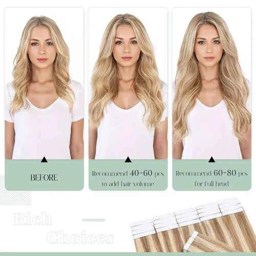 Miniatura 6 de Extensiones de cabello humano con cinta adhesiva invisible, sin costuras, doble cara, extensiones de cabello humano recto natural de Remy