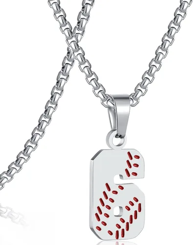 Miniatura 78 de SKQIR Colgante de número de jersey de béisbol para hombres y niños - Cadena de acero inoxidable para atletas - Negro