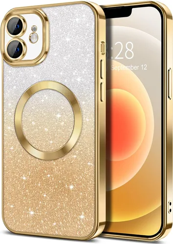 Miniatura 165 de Hython Funda para iPhone 13 Pro transparente con purpurina magnética [compatible con MagSafe] Protector completo de lente de cámara delgado