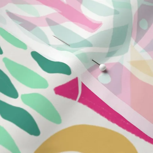 Miniatura 5 de Spoonflower Tela - Pájaros coloridos rosa verde bohemio botánico floral impreso en tela de gasa Fat Quarter - Ropa de moda de costura Vestidos