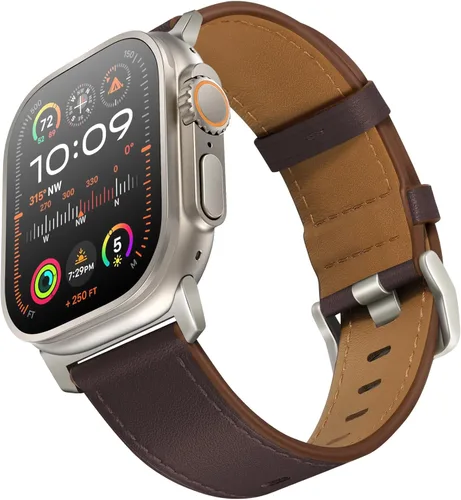 Miniatura 17 de UUPWPOKT - Correa de cuero compatible con Apple Watch Ultra 3/2/1 de 49/46/45/44/42 mm, correa de cuero genuino para iWatch Ultra Series 11 10 9 8 7