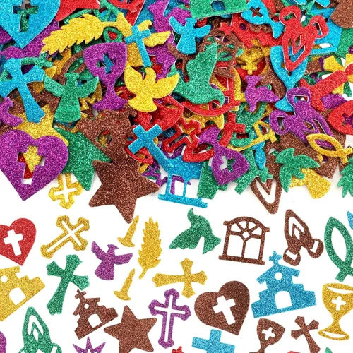 Miniatura 15 de Calcomanías de espuma de hojas de otoño de Acción de Gracias, 600 piezas de hojas de arce con purpurina otoñal y patrón colorido autoadhesivas