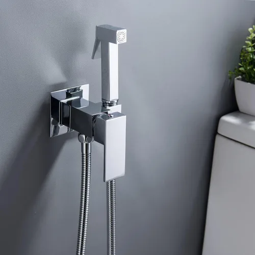Miniatura 4 de Pulverizador de bidé de mano para agua tibia, bidé cuadrado, pulverizador de mano Shattaf Accesorio de baño para inodoro con válvula mezcladora