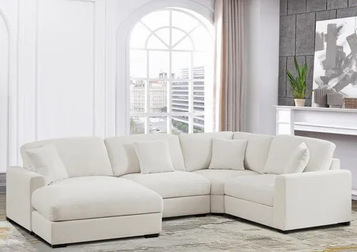 Miniatura 7 de Sofá modular Cloud de 212 pulgadas con tumbona grande, profundo y cómodo, sofás seccionales en forma de L de gran tamaño para sala de estar, Blanco