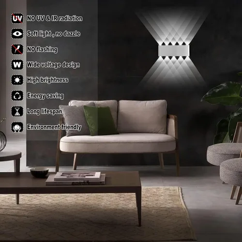 Miniatura 4 de Kawell Aplique de pared moderno de 10 W, luz de pared LED para interiores, lámpara de pared LED de aluminio para dormitorio, sala de estar, mesita