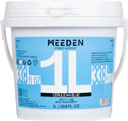 Miniatura 25 de MEEDEN Pintura acrílica blanca de titanio: 1 l/33.8 oz pinturas acrílicas brillantes de cuerpo pesado - Pintura blanca gruesa para lienzo, Blanco