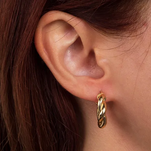 Miniatura 92 de Aretes de aro gruesos de oro para mujer, chapados en oro de 14 quilates, aretes de aro triple, hipoalergénicos, a la moda, aretes de aro gruesos